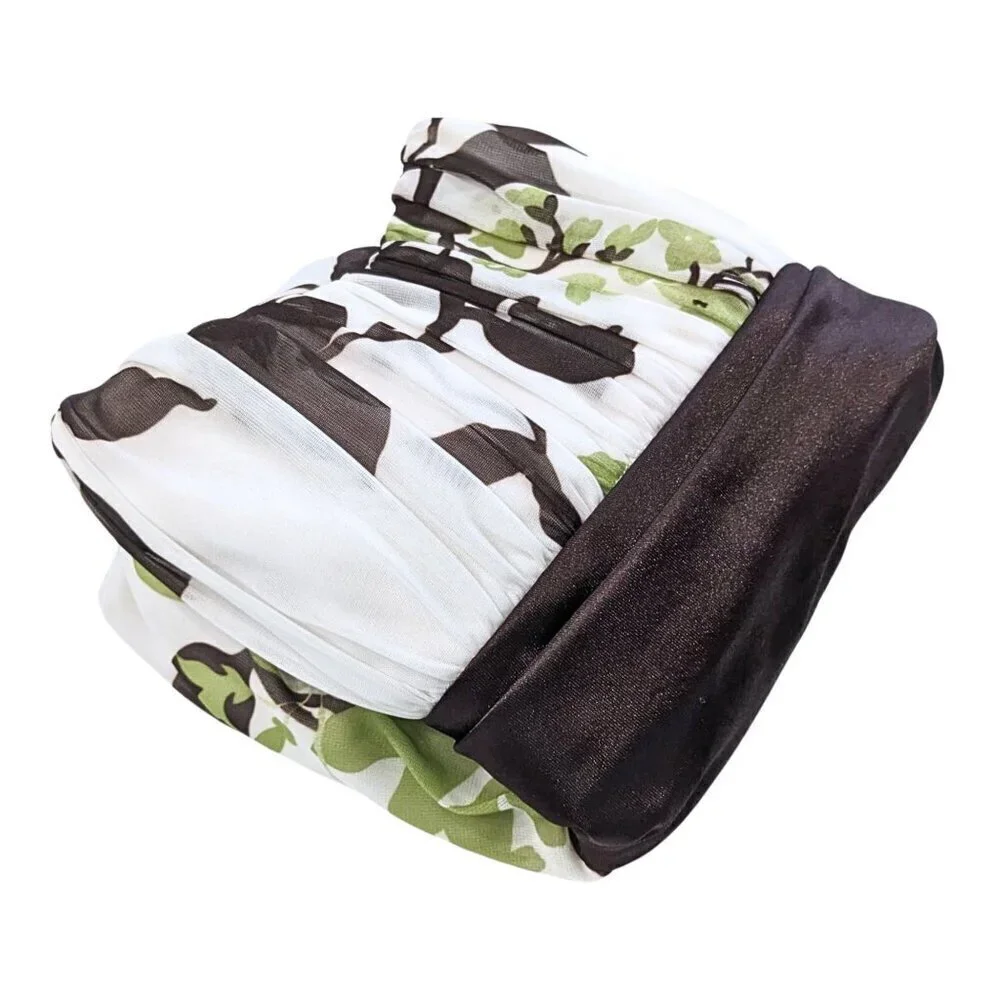 Vintage Y2K SPEECHLESS Leafy Green & Brown Ruched Mesh Overlay Mini Dress Size L - Picture 7 of 7